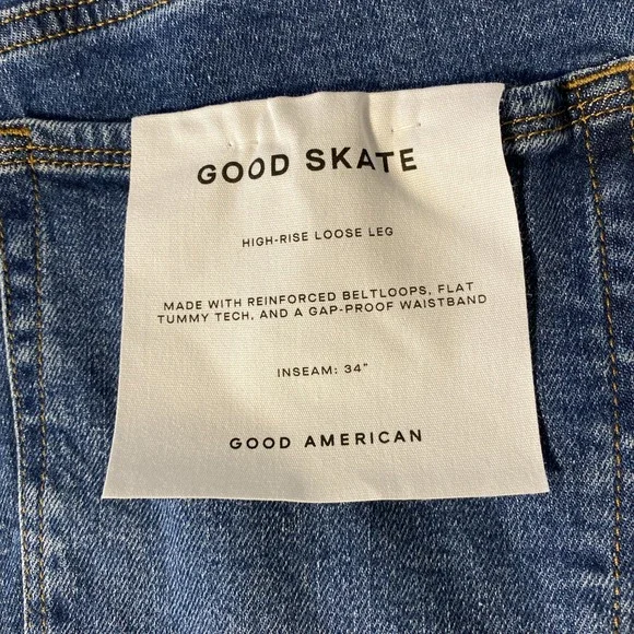 Good American Good Skate High Rise Wide Leg Jeans Medium Wash Size 16/34 - Picture 3 of 8